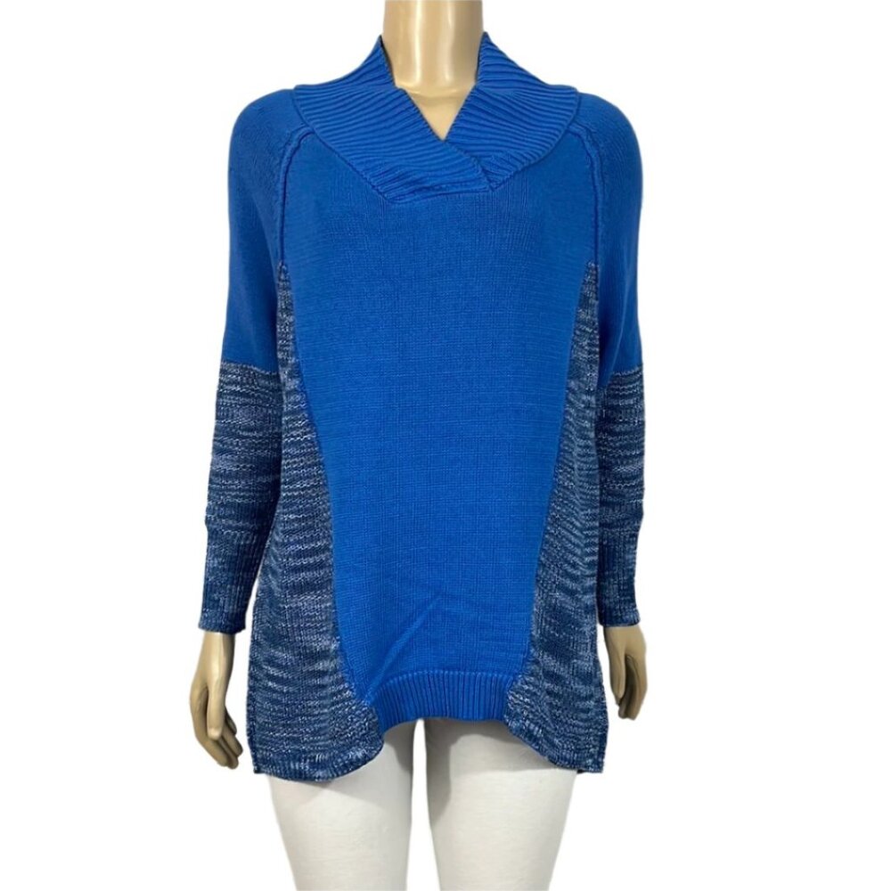 NWT Parkhurst Tunic Womens Blue V-Neck Relaxed Long Sleeve